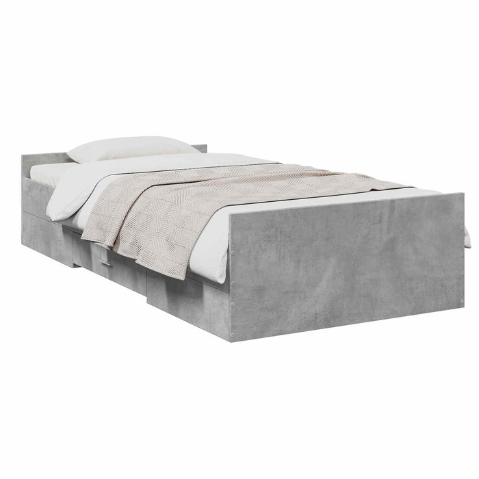 Cadru de pat cu depozitare Gri Beton 80 x 200 cm Lemn prelucrat WALTI