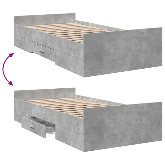 Cadru de pat cu depozitare Gri Beton 80 x 200 cm Lemn prelucrat WALTI