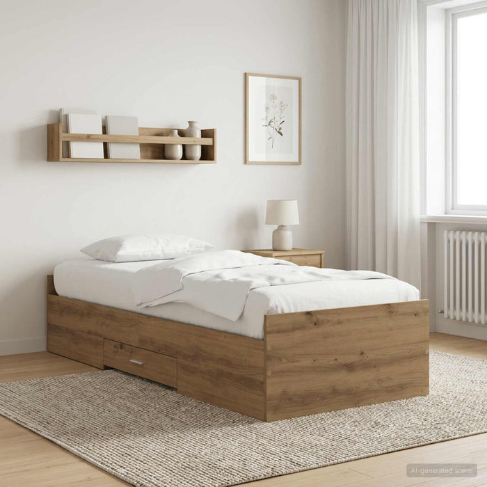 Cadru de pat cu depozitare Stejar artizanal 80 x 200 cm WALTI