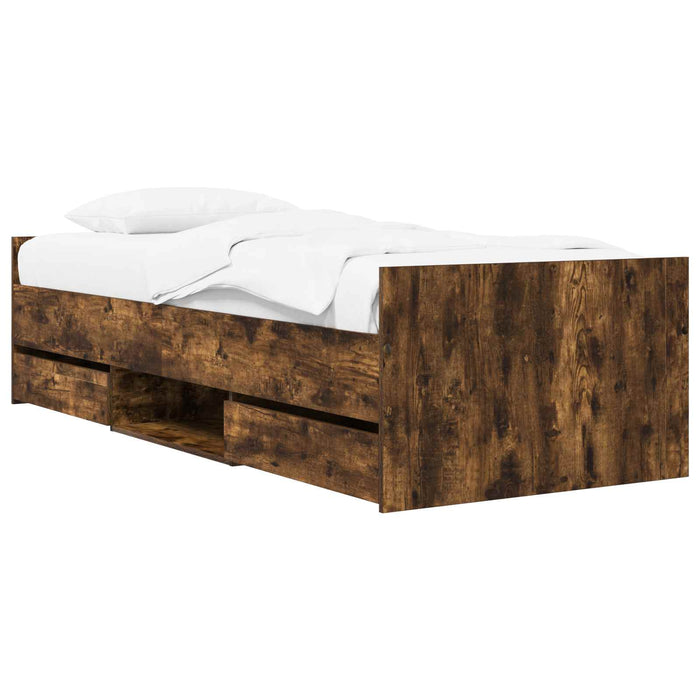 Cadru de pat cu depozitare Stejar fumuriu 80 x 200 cm WALTI