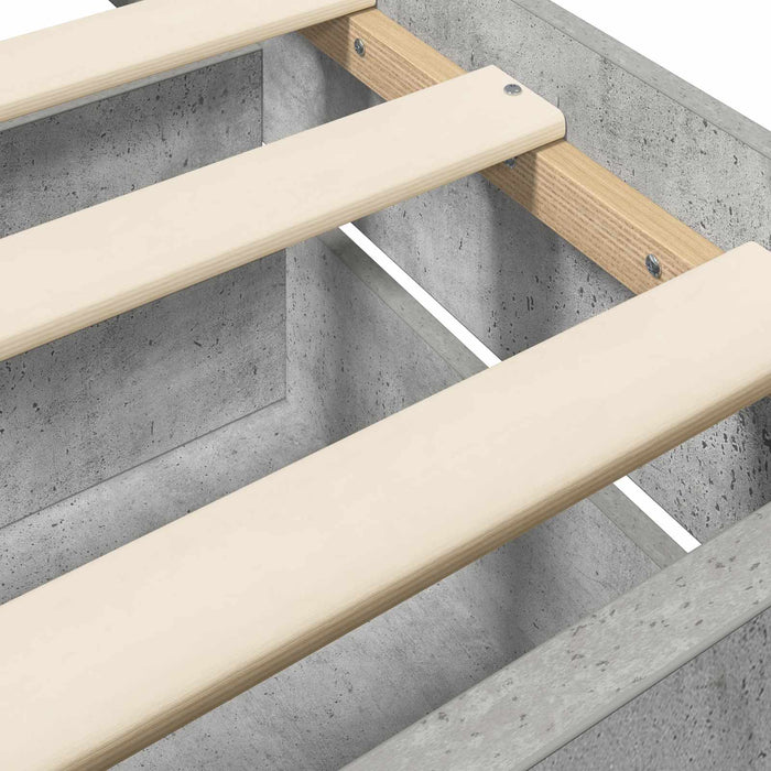 Cadru de pat cu depozitare Gri Beton 80 x 200 cm Lemn prelucrat WALTI