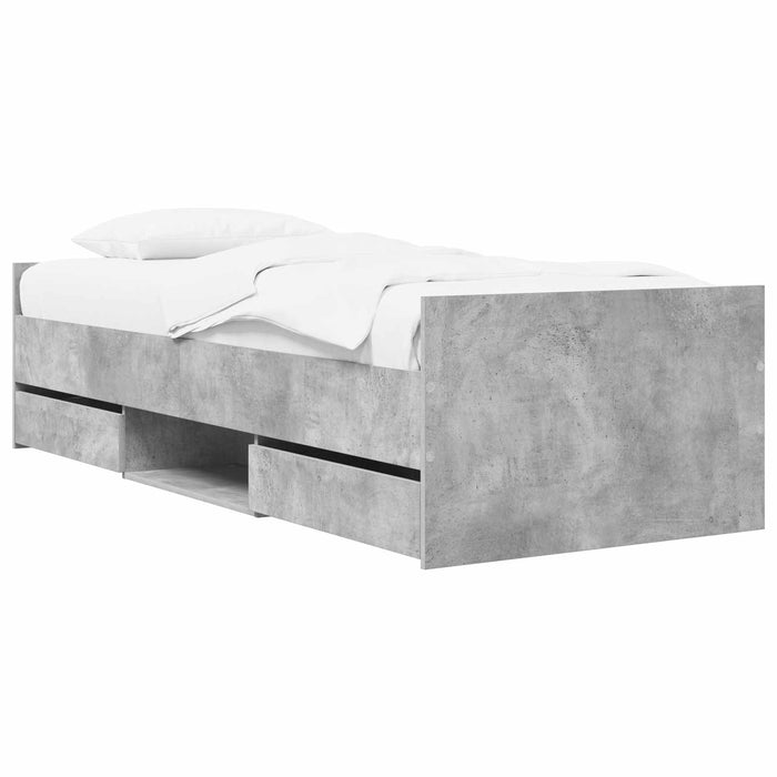 Cadru de pat cu depozitare Gri Beton 80 x 200 cm Lemn prelucrat WALTI