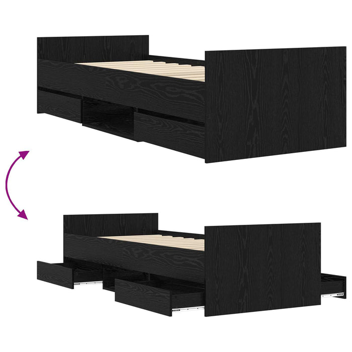 Cadru de pat cu depozitare Stejar Negru 80 x 200 cm WALTI