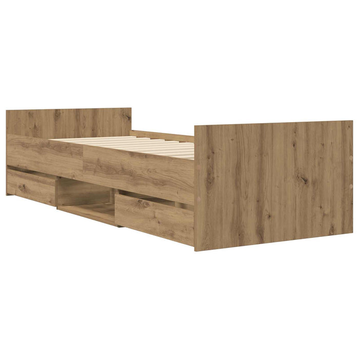 Cadru de pat cu depozitare Stejar artizanal 80 x 200 cm WALTI