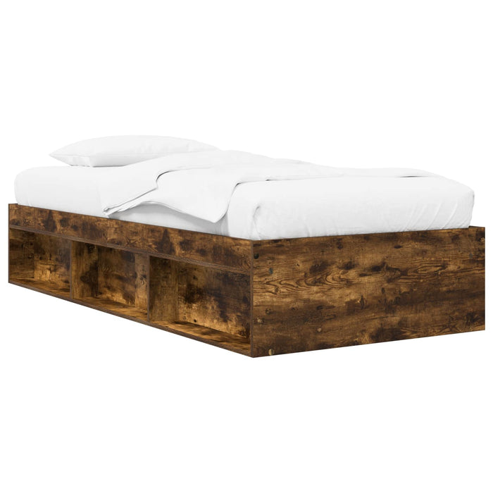 Cadru de pat cu depozitare cu raft Stejar fumuriu 80 x 200 cm WALTI