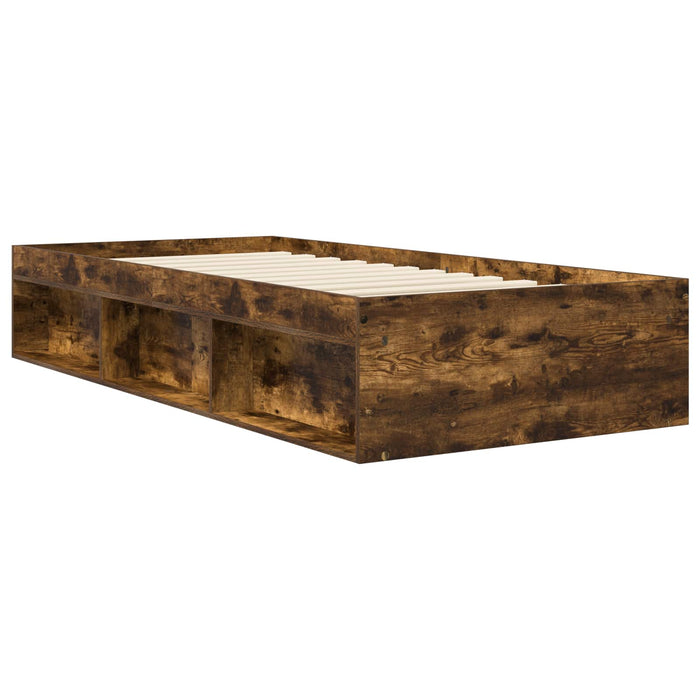 Cadru de pat cu depozitare cu raft Stejar fumuriu 80 x 200 cm WALTI