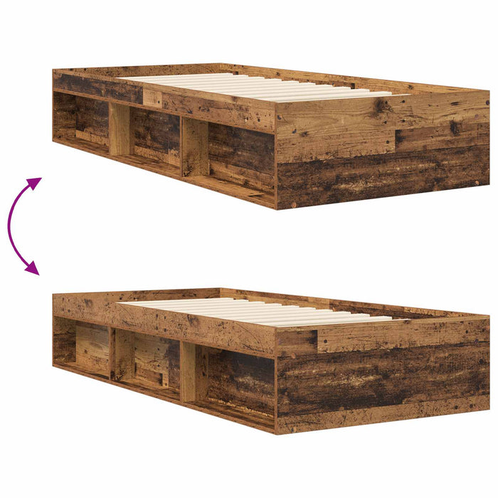 Cadru de pat cu depozitare cu raft Lemn vechi 80 x 200 cm WALTI