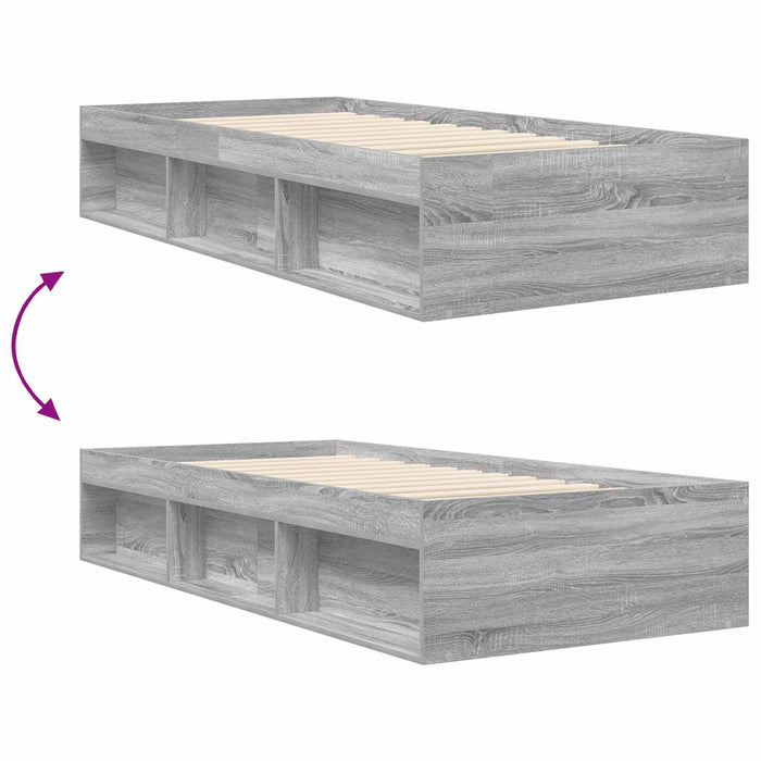 Cadru de pat cu depozitare cu raft Sonoma gri 80 x 200 cm WALTI