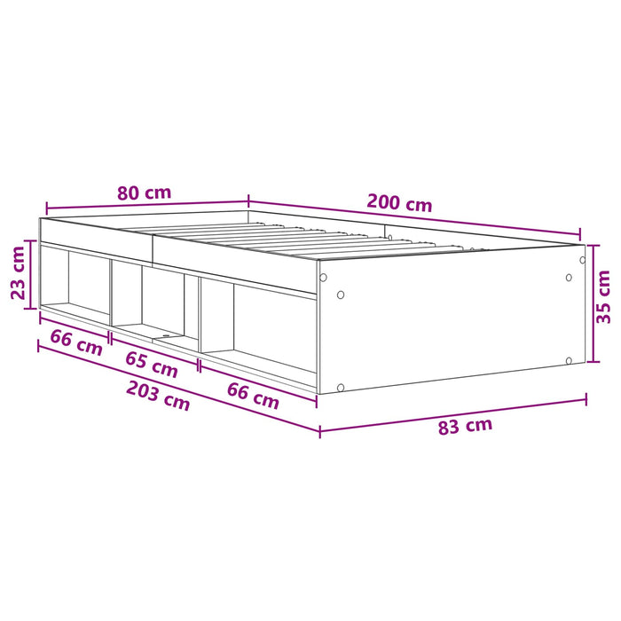 Cadru de pat cu depozitare cu raft Sonoma gri 80 x 200 cm WALTI