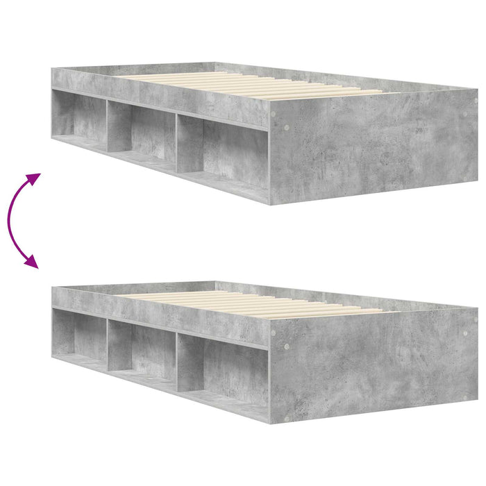Cadru de pat cu depozitare Gri Beton 80 x 200 cm Lemn prelucrat WALTI