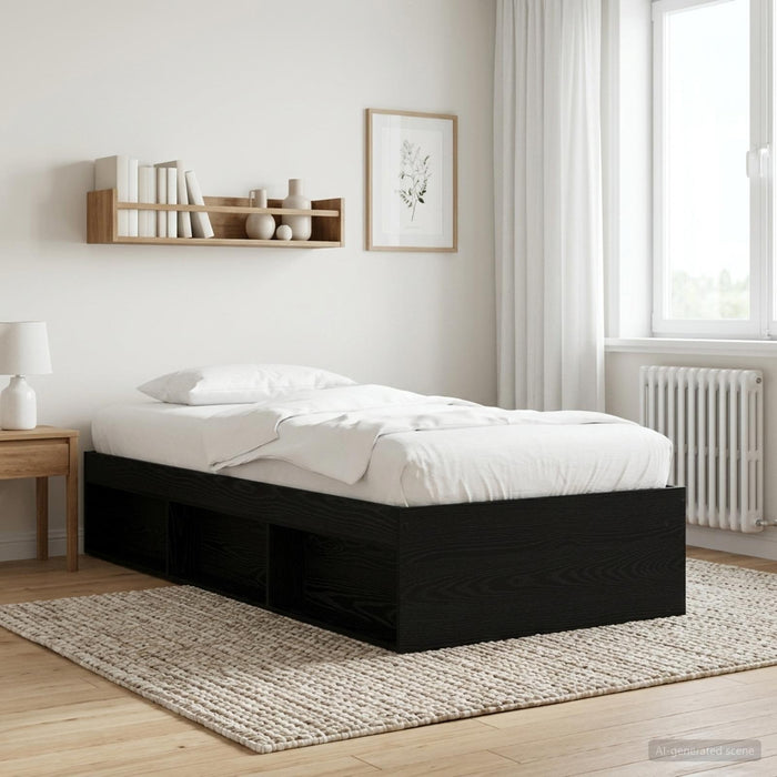 Cadru de pat cu depozitare cu raft Stejar Negru 80 x 200 cm WALTI