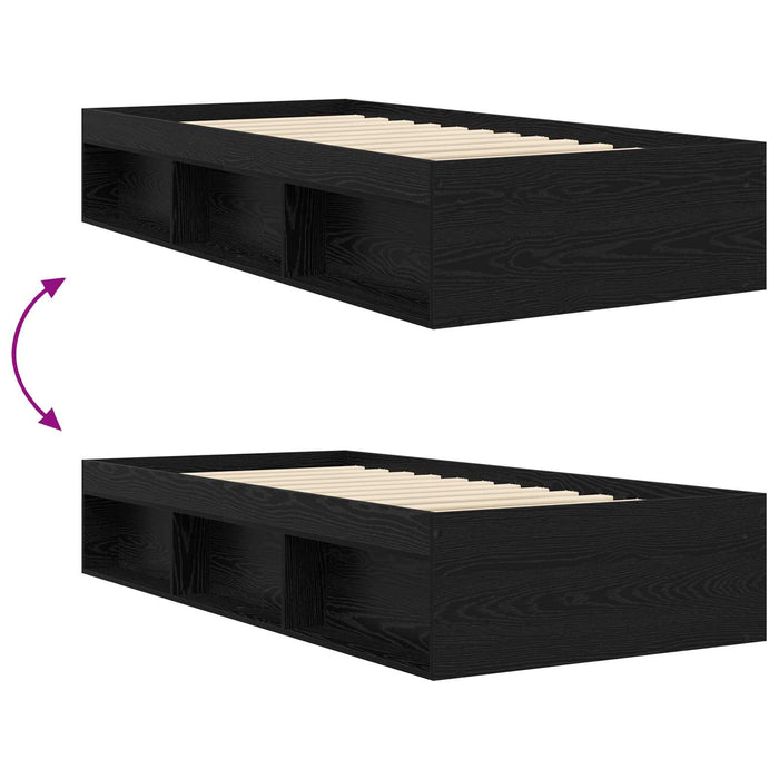 Cadru de pat cu depozitare cu raft Stejar Negru 80 x 200 cm WALTI