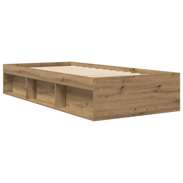 Cadru de pat cu depozitare cu raft Stejar artizanal 80 x 200 cm WALTI