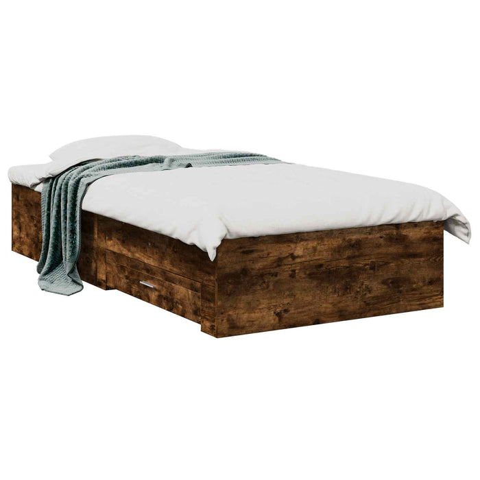 Cadru de pat cu depozitare Stejar fumuriu 80 x 200 cm WALTI