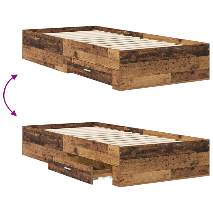 Cadru de pat cu depozitare Lemn vechi 80 x 200 cm WALTI