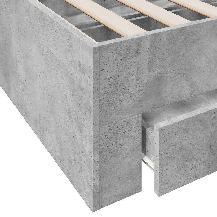 Cadru de pat cu depozitare Gri Beton 80 x 200 cm Lemn prelucrat WALTI