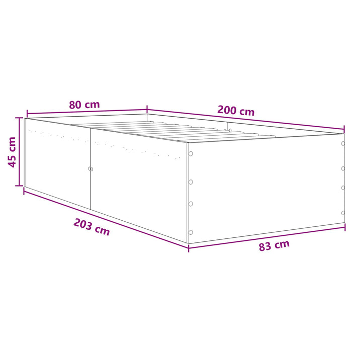 Cadru de pat la sol Gri Beton 80 x 200 cm Lemn prelucrat WALTI