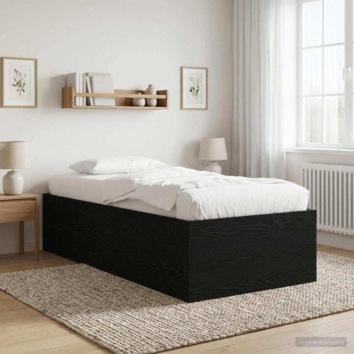 Cadru de pat la sol Stejar Negru 80 x 200 cm Lemn prelucrat WALTI