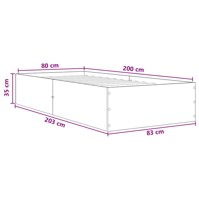 Cadru de pat la sol Stejar fumuriu 80 x 200 cm Lemn prelucrat WALTI