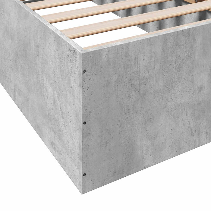 Cadru de pat la sol Gri Beton 80 x 200 cm Lemn prelucrat WALTI