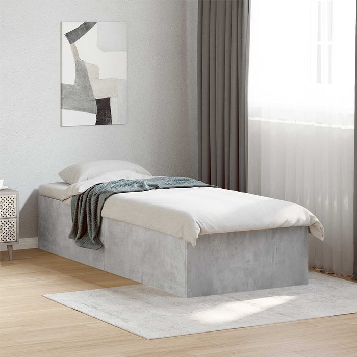 Cadru de pat la sol Gri Beton 80 x 200 cm Lemn prelucrat WALTI