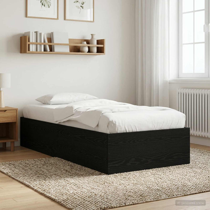 Cadru de pat la sol Stejar Negru 80 x 200 cm Lemn prelucrat WALTI