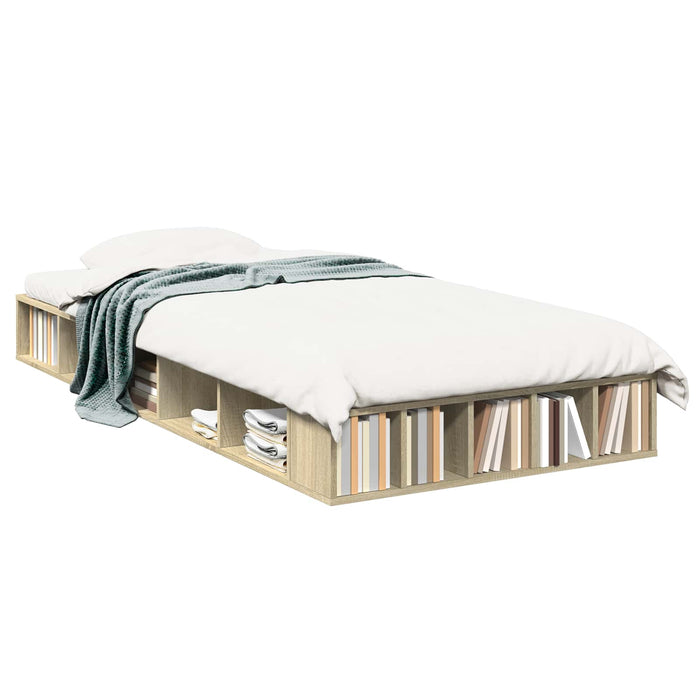 Cadru de pat cu depozitare cu raft Stejar Sonoma 80 x 200 cm WALTI