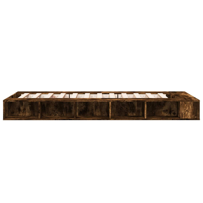 Cadru de pat cu depozitare cu raft Stejar fumuriu 80 x 200 cm WALTI