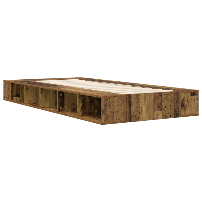 Cadru de pat cu depozitare cu raft Lemn vechi 80 x 200 cm WALTI