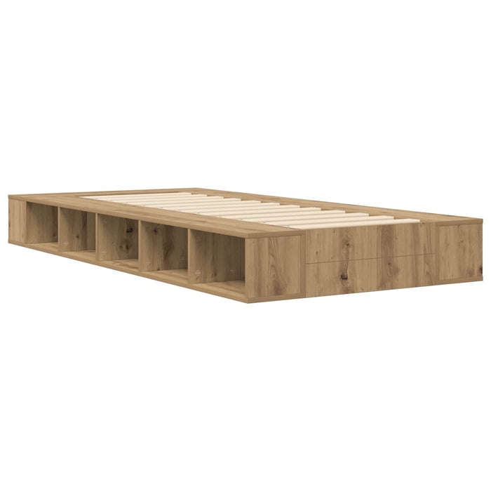 Cadru de pat cu depozitare cu raft Stejar artizanal 80 x 200 cm WALTI