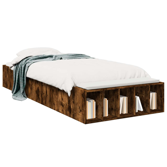 Cadru de pat cu depozitare cu raft Stejar fumuriu 80 x 200 cm WALTI