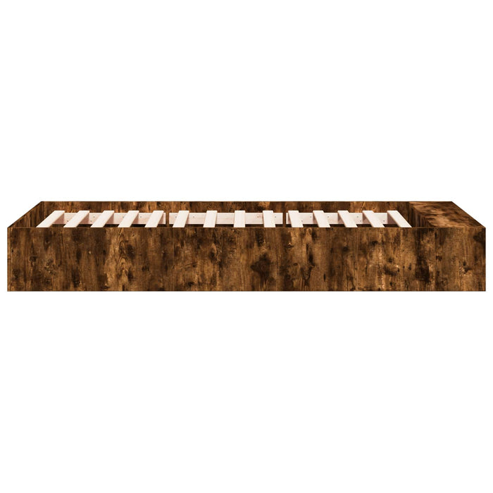 Cadru de pat cu depozitare cu raft Stejar fumuriu 80 x 200 cm WALTI