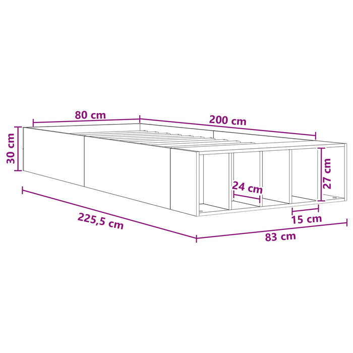 Cadru de pat cu depozitare cu raft Lemn vechi 80 x 200 cm WALTI