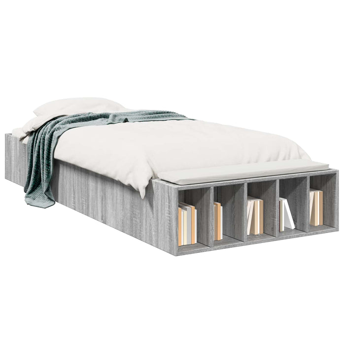 Cadru de pat cu depozitare cu raft Sonoma gri 80 x 200 cm WALTI