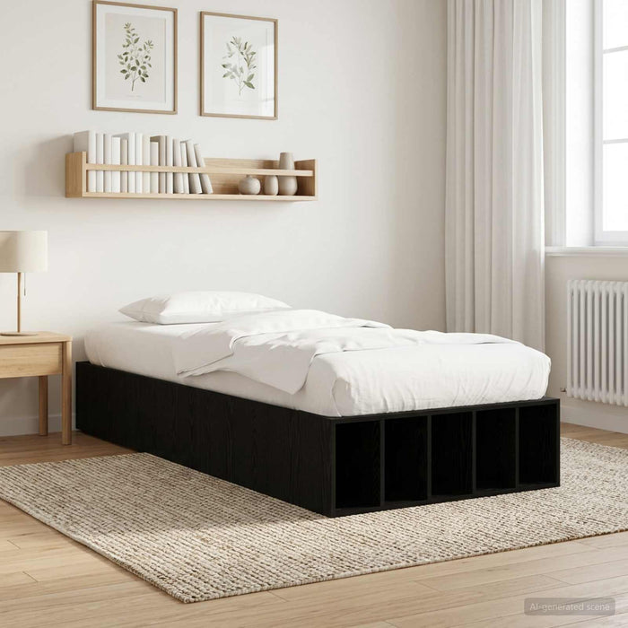 Cadru de pat cu depozitare cu raft Stejar Negru 80 x 200 cm WALTI