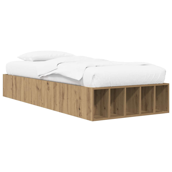 Cadru de pat cu depozitare cu raft Stejar artizanal 80 x 200 cm WALTI