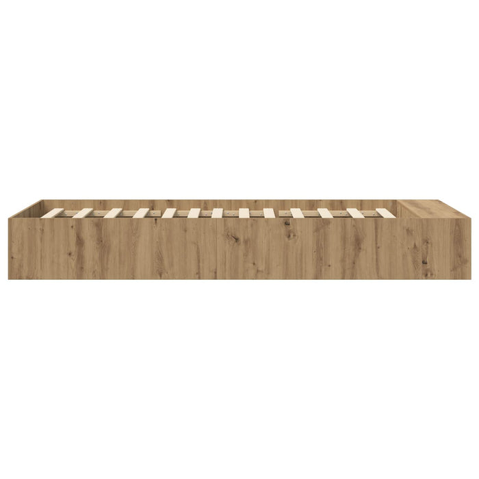 Cadru de pat cu depozitare cu raft Stejar artizanal 80 x 200 cm WALTI