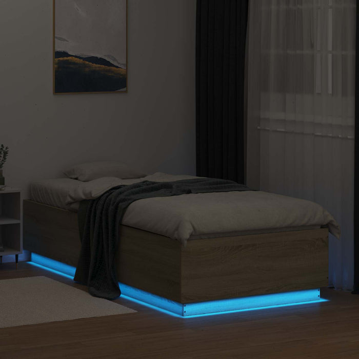 Cadru de pat cu LED Stejar Sonoma 80 x 200 cm Lemn prelucrat WALTI