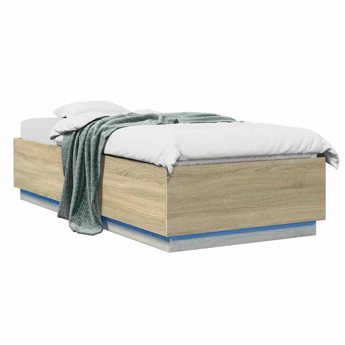 Cadru de pat cu LED Stejar Sonoma 80 x 200 cm Lemn prelucrat WALTI