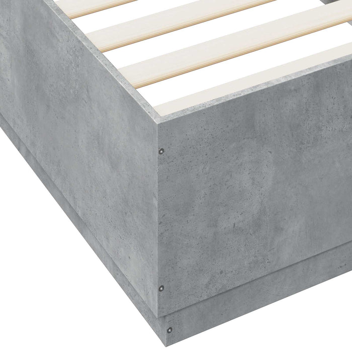 Cadru de pat cu LED Gri Beton 80 x 200 cm Lemn prelucrat WALTI