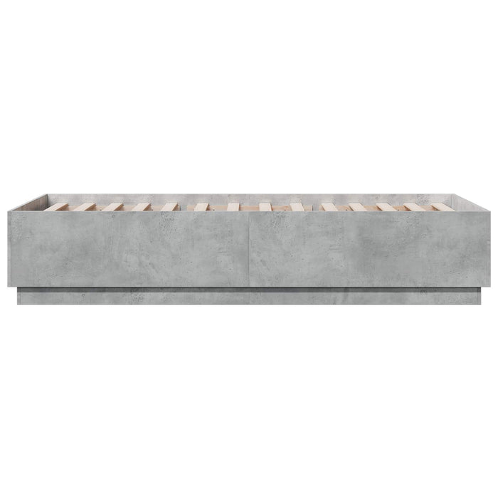 Cadru de pat cu LED Gri Beton 80 x 200 cm Lemn prelucrat WALTI