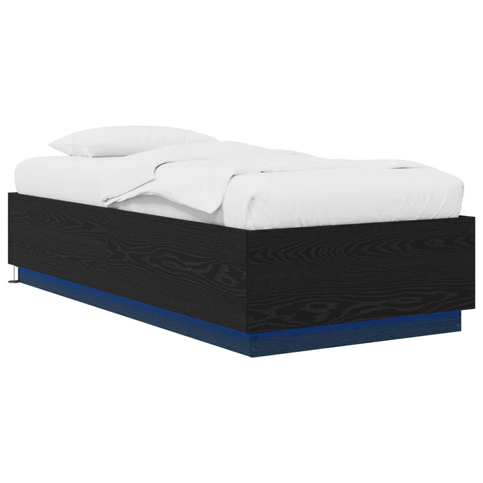 Cadru de pat cu LED Stejar Negru 80 x 200 cm Lemn prelucrat WALTI