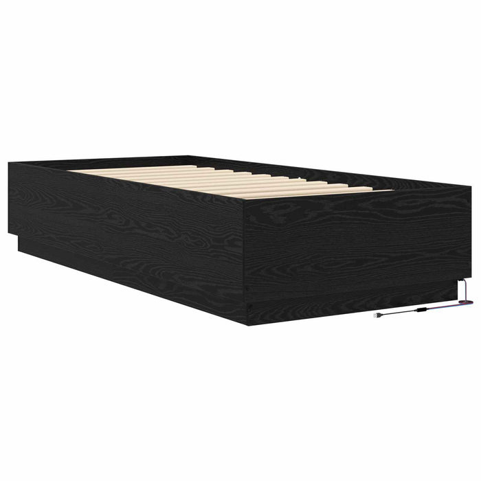 Cadru de pat cu LED Stejar Negru 80 x 200 cm Lemn prelucrat WALTI