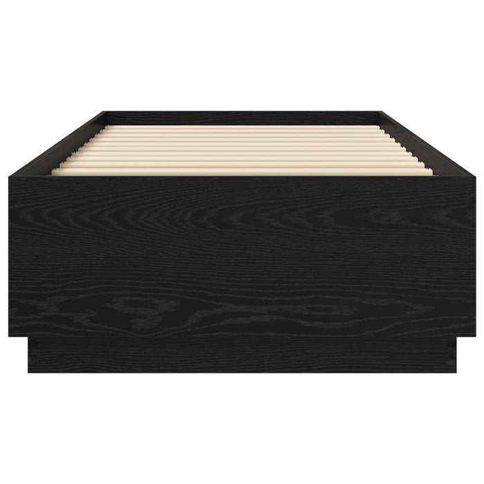 Cadru de pat cu LED Stejar Negru 80 x 200 cm Lemn prelucrat WALTI