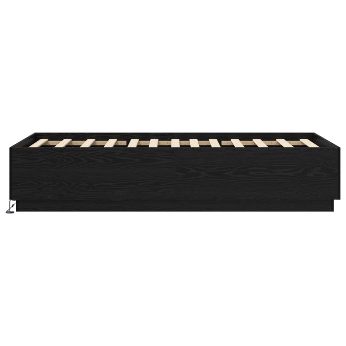 Cadru de pat cu LED Stejar Negru 80 x 200 cm Lemn prelucrat WALTI