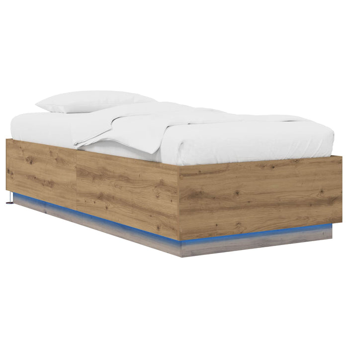 Cadru de pat cu LED Stejar artizanal 80 x 200 cm Lemn prelucrat WALTI