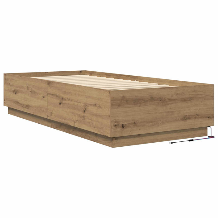 Cadru de pat cu LED Stejar artizanal 80 x 200 cm Lemn prelucrat WALTI