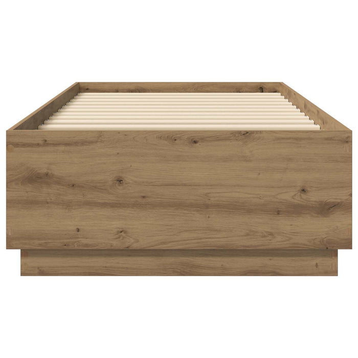 Cadru de pat cu LED Stejar artizanal 80 x 200 cm Lemn prelucrat WALTI