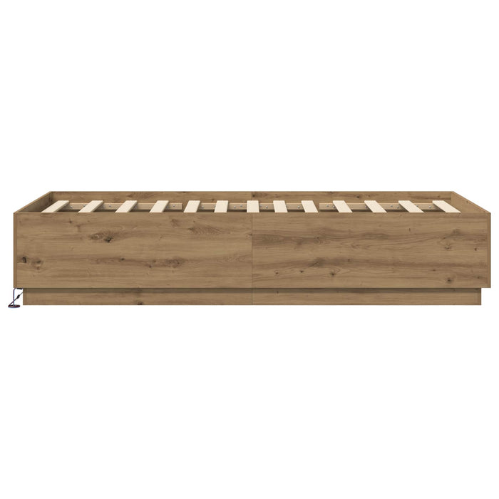 Cadru de pat cu LED Stejar artizanal 80 x 200 cm Lemn prelucrat WALTI
