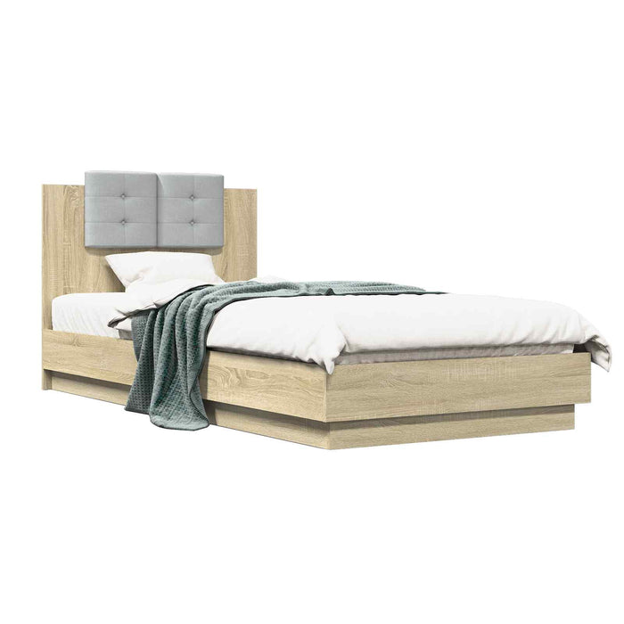 Cadru de Pat cu Tăblie Stejar Sonoma 80 x 200 cm Lemn prelucrat WALTI